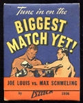 1936 Joe Louis vs. Max Schmeling Buick Jumbo Matchbook