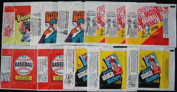 1970s Topps Baseball Wrappers Lot of 11