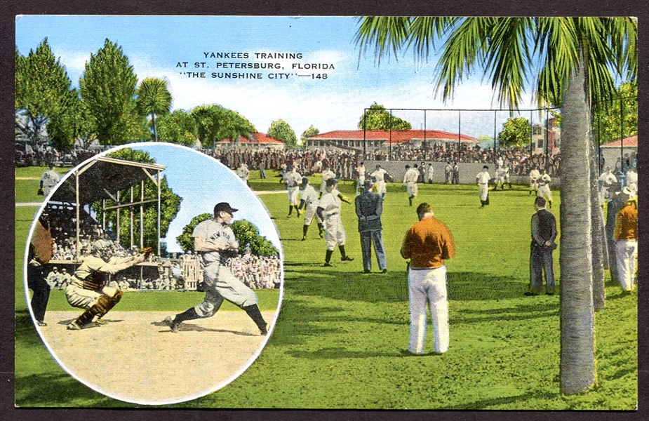 1930s/40s Yankees Postcard w/Gehrig
