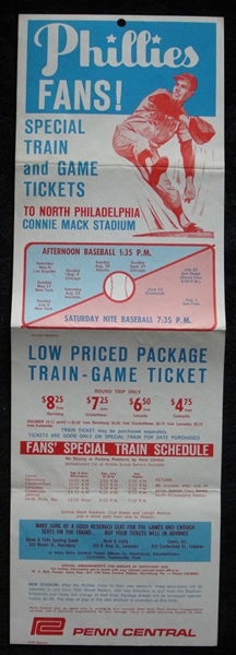 1970 Philadelphia Phillies Train - Game Ticket Flyer