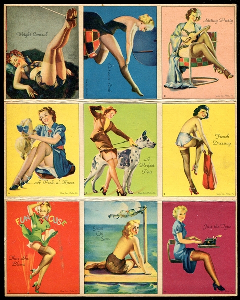 1940s Mutoscope Pin-up Girls Sheet of 9