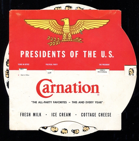 1960s Carnation U. S. Presidents Spinner Wheel