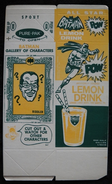 1960s Batman Lemon Drink Carton