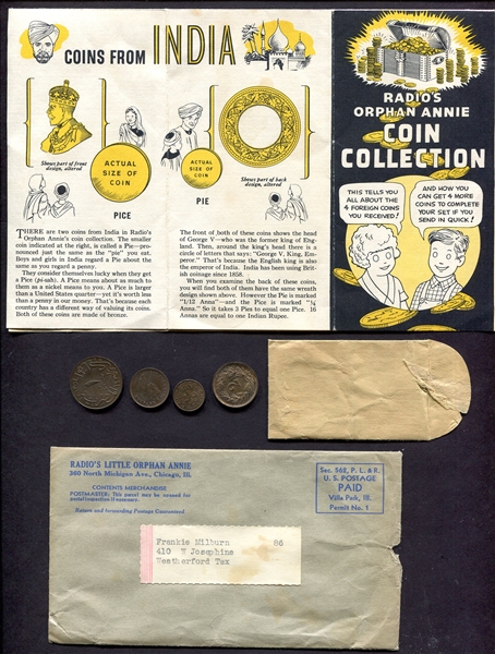1936 Orphan Annie Coin Collection Flyer & Coins in Original Mailer