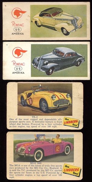 1930s-50s 4 Card Lot of Automobile Cards