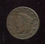 1828 U. S. Large Cent Narrow Date VG+