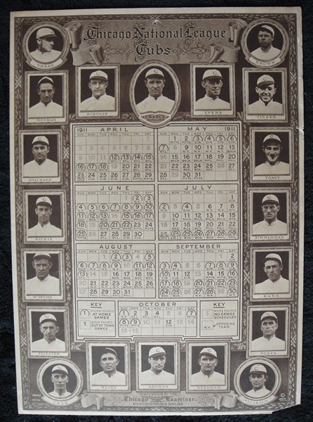 1911 Chicago Cubs Chicago Examiner Calendar