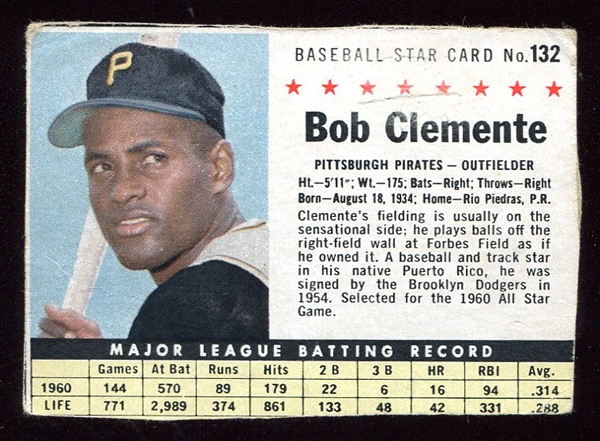 1961 Post Cereal #132 Bob Clemente
