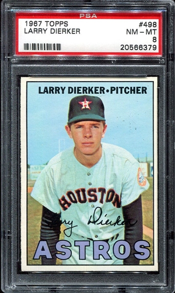 1967 Topps #498 Larry Dierker PSA 8
