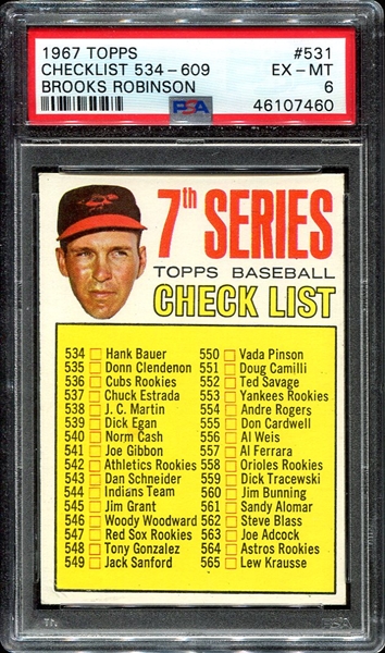 1967 Topps #531 7th Series Checklist PSA 6