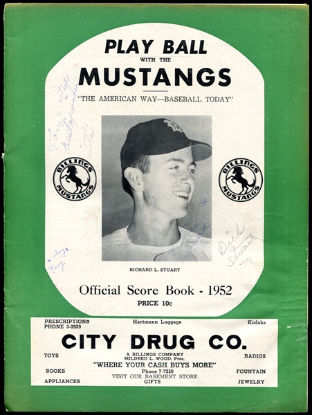 1952 Billings Mustangs Score Book Signed by Dick Stuart