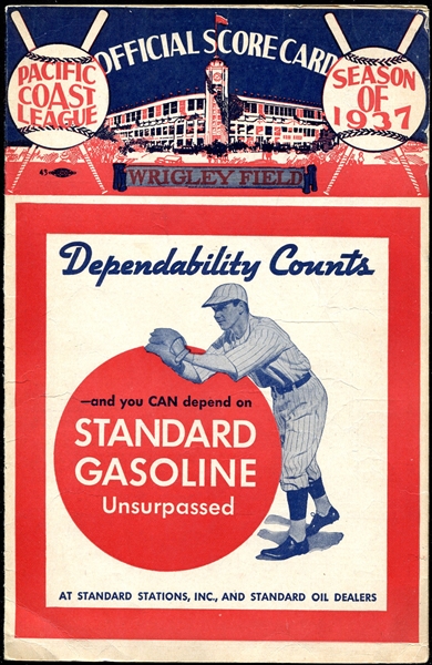 1937 Wrigley Field Score Card Los Angeles vs. Sacramento