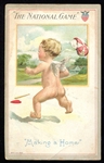1910 The National Game Postcard w/Delatour Chocolates Ad