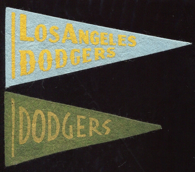 Pair of Vintage Dodgers Small Size Pennants