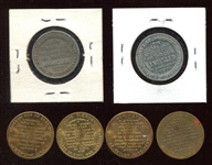 2 Cracker Jack & 4 Scovill Presidents Tokens