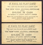 1953 New York Journal-American Safety Card 2 Different