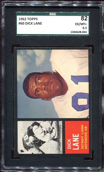 1962 Topps #60 Dick Lane SGC 82