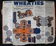1950's Wheaties Adventure on Wheels 5 Different Uncut Box Backs