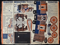 1950's Wheaties Adventure on Wheels 5 Different Uncut Box Backs