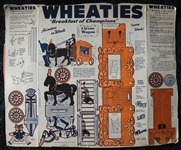 1950's Wheaties Adventure on Wheels 5 Different Uncut Box Backs