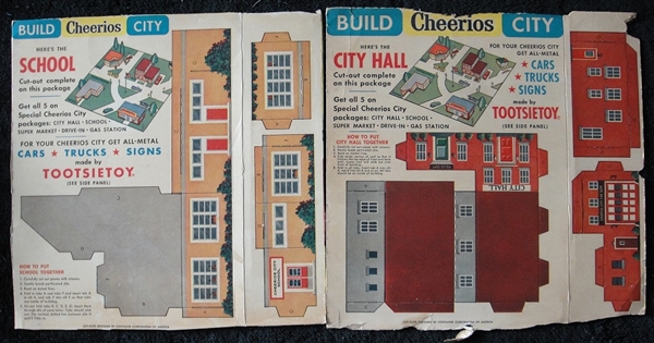 1950s Cheerios City Box Backs Complete Set of 5 + 4 More