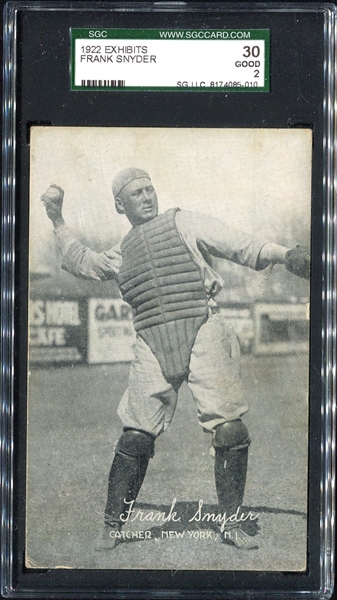 1922 Exhibits Snyder New York Giants SGC 30