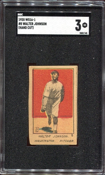 W516-1 #8 Walter Johnson Washington Senators SGC 3