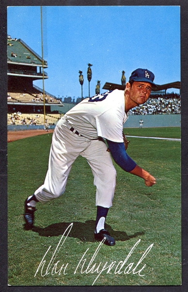 1962 Don Drysdale Los Angeles Dodgers Plastichrome Post Card