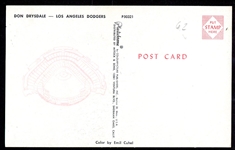 1962 Don Drysdale Los Angeles Dodgers Plastichrome Post Card