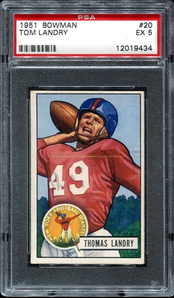 1951 Bowman #20 Tom Landry RC PSA 5