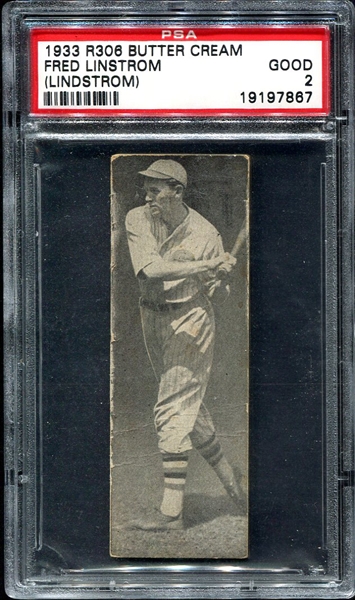 1933 Butter Cream Fred Lindstrom PSA 2