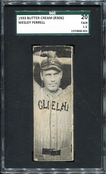 1933 Butter Cream Wes Ferrell SGC 1.5