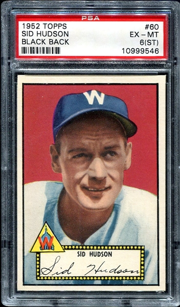 1952 Topps #60 Sid Hudson PSA 6 ST