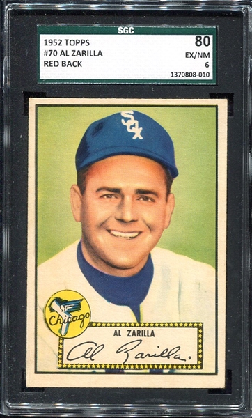 1952 Topps #70 Al Zarilla SGC 80