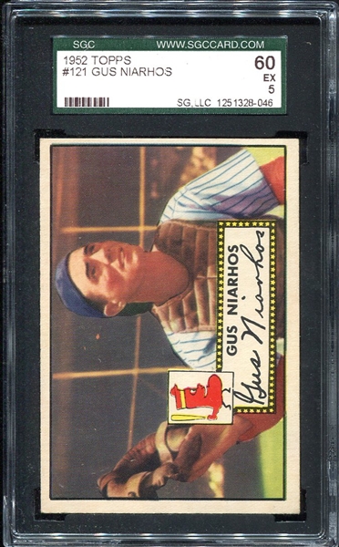 1952 Topps #121 Gus Niarhos SGC 60
