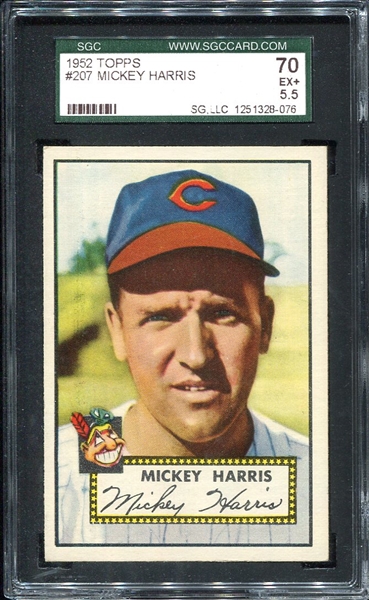 1952 Topps #207 Mickey Harris SGC 70