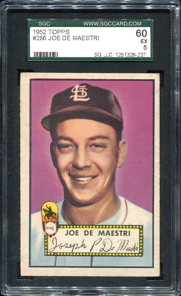 1952 Topps #286 Joe De Maestri SP SGC 60