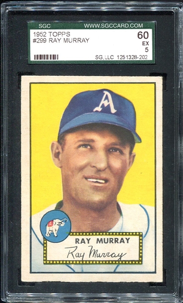 1952 Topps #299 Ray Murray SP SGC 60