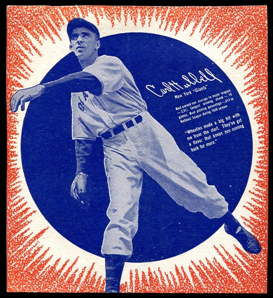 1937 Wheaties Series 8 Carl Hubbell