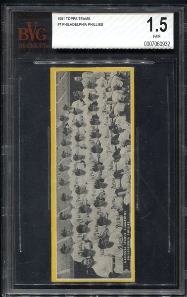 1951 Topps Teams #7b Philadelphia Phillies Undated BVG 1.5