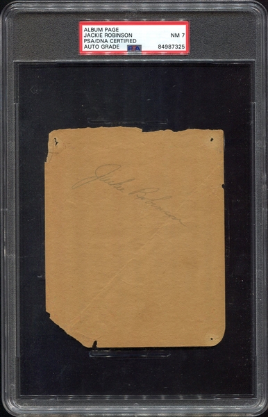 Jackie Robinson Signed Album Page PSA/DNA NM 7