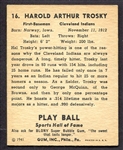 1941 Play Ball #16 Hal Trosky Cleveland Indians