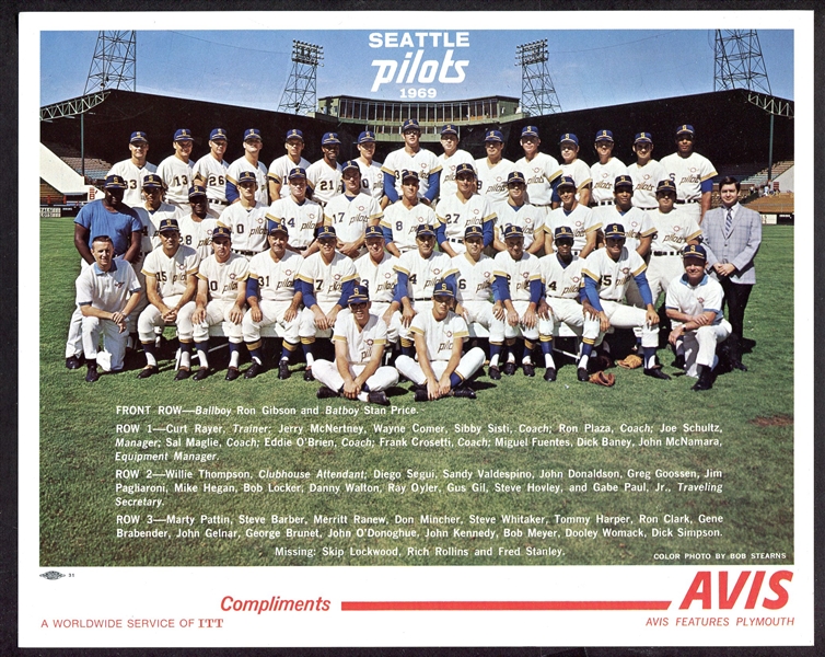 1969 Seattle Pilots Avis Team Photo