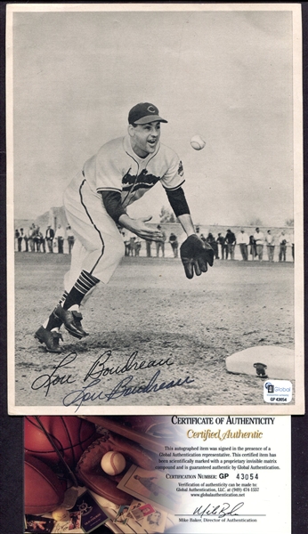 Lou Boudreau Signed Cleveland Indians Team Issue Photo GAI