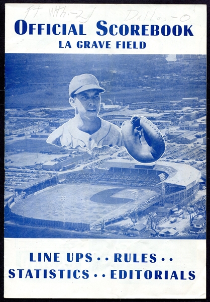 1948 Fort Worth Cats vs. Dallas Rebels Scorebook