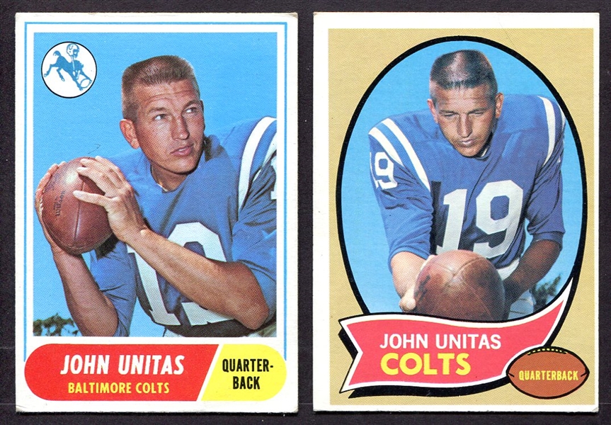1968 & 1970 Topps Johnny Unitas Cards
