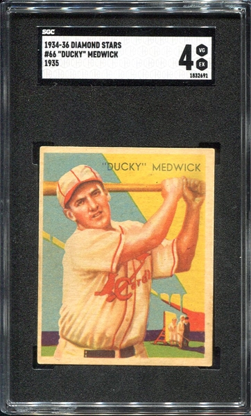 1935 Diamond Stars #66 Ducky Medwick St. Louis Cardinals SGC 4