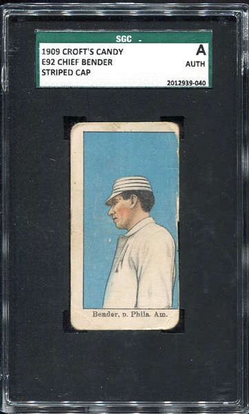 E92 Crofts Candy Chief Bender Striped Cap SGC A