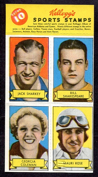 1937 Kelloggs Pep Sports Stamps Set No. 10