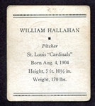 1933 Tattoo Orbit William Hallahan St. Louis Cardinals